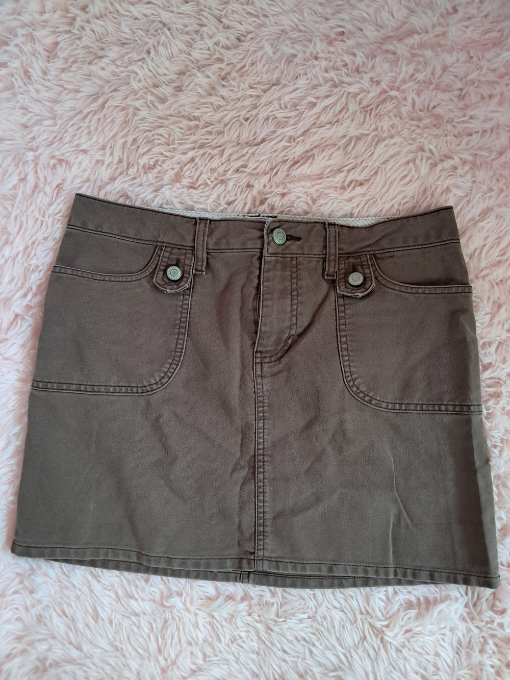 Old Navy Dark Brown Midi Skirt with Detail Back Pockets & Front Pockets Like New